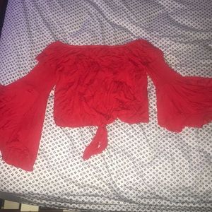 Off the shoulder bell sleeve top